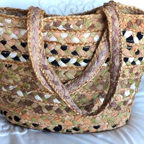 Magid BOHO Woven Jute and Cotton/ Shoulder Tote NWOT - Picture 5 of 15